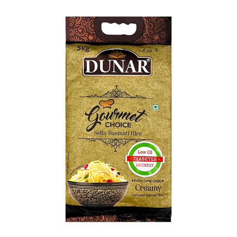 Dunar Creamy Sella Basmati Rice| Gourmet Choice | Diabetics Friendly 5Kg | Pakistan Super Market | PSM | ZA